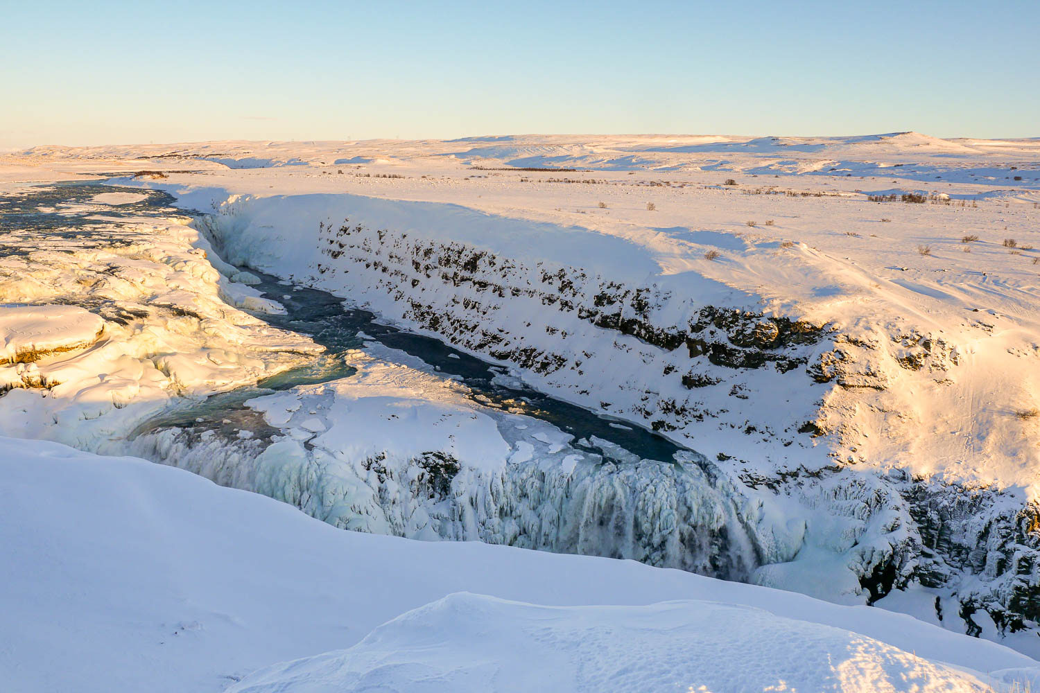 Chutes de Gullfoss en hiver Islande premier point de vue